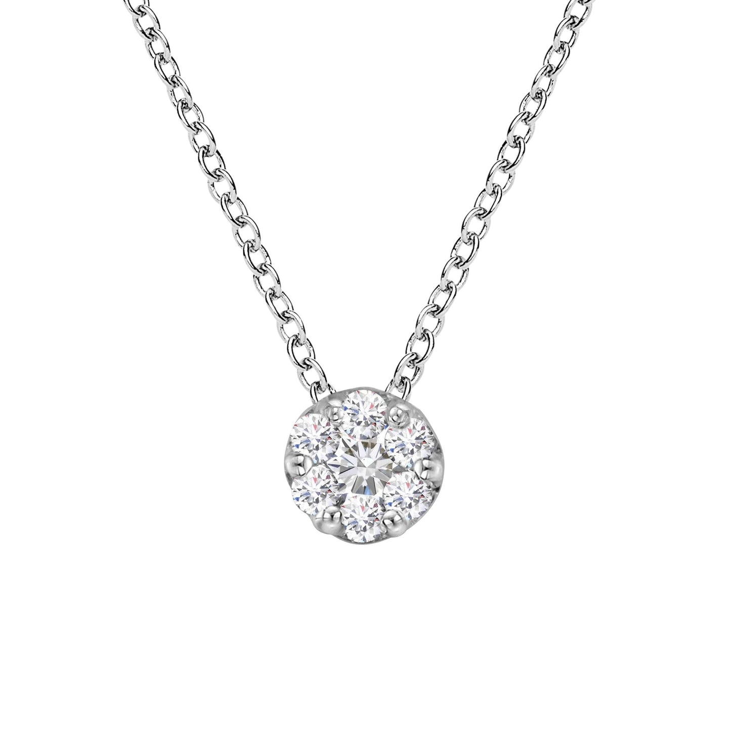 14K White Gold 1/4 Cttw Shared Prong Set Round-Ct Diamond 7 Stone