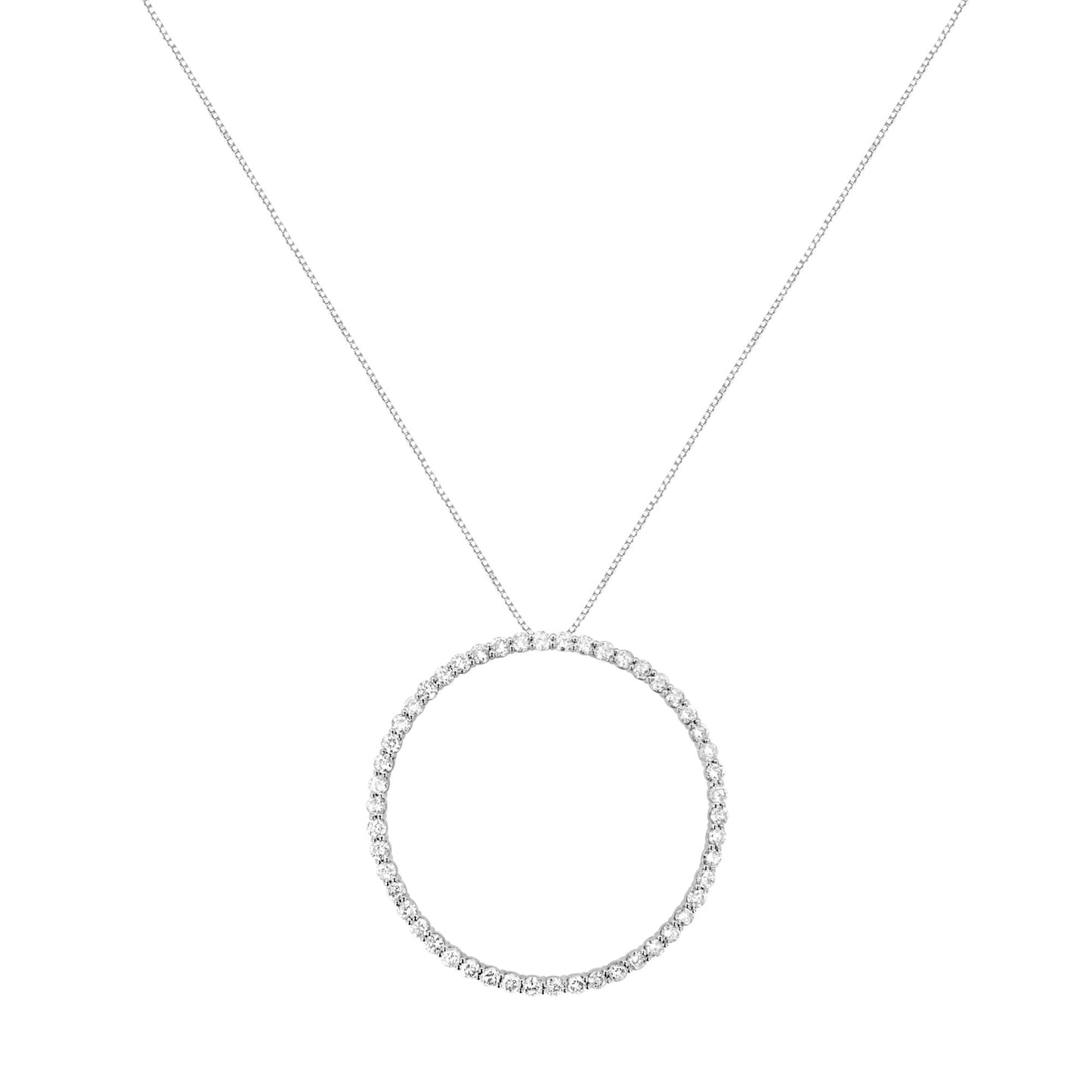 .925 Sterling Silver 4 cttw Prong Set, Round-Cut Diamond Open Circle
