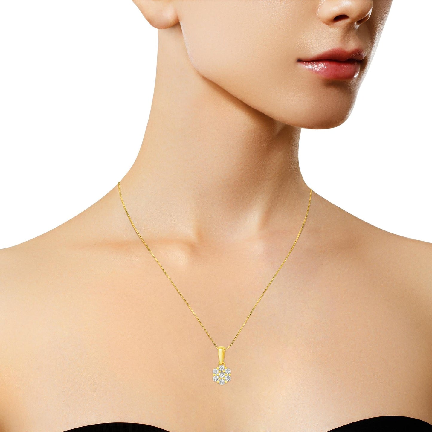 14K Yellow Gold 1/2 Cttw Prong Set, Round-Cut 7 Stone Diamond Flower