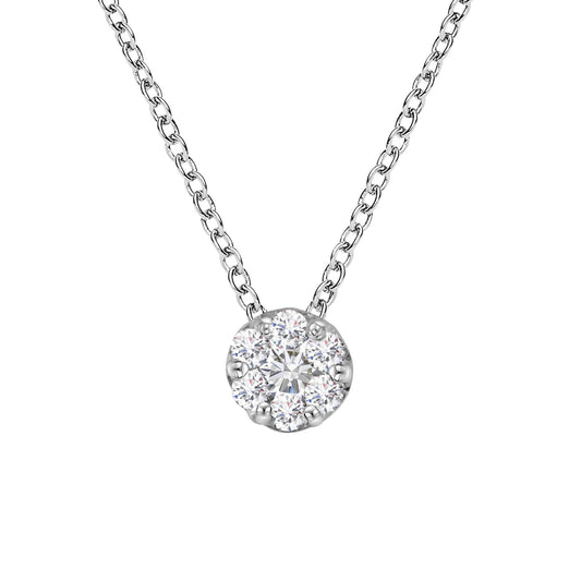 14K White Gold 1/4 Cttw Shared Prong Set Round-Ct Diamond 7 Stone